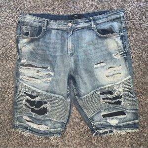 Jordan Craig Legacy Edition Ripped Blue Denim Shorts